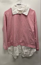 Load image into Gallery viewer, Sara Levi Womens Pink White Long Sleeve Collared Blouse Top Size 13
