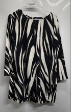 Load image into Gallery viewer, Alfani Womens White Black Zebra Print Long Sleeve Round Neck Blouse Top Size XL