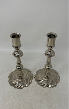 Load image into Gallery viewer, Unbranded Silver-Tone Shiny Metal Twisted Design Candle Holders Set Of 2 Pcs