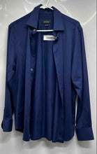 Load image into Gallery viewer, Bugatchi Mens Navy Blue OoohCotton Tech 8-Way Stretch Button-Up Shirt Size M