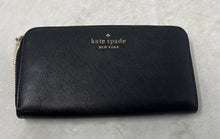 Load image into Gallery viewer, Kate Spade New York Womens Black Pebbled Leather Accordion Zip-Around Wallet