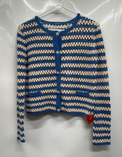 Load image into Gallery viewer, Elie Tahari Womens White Blue Long Sleeve Cardigan Sweater Size XS
