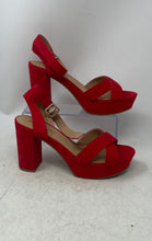 Load image into Gallery viewer, Sun + Stone Womens Lillah Red Adjustable Buckle Block Heels Platform Sandal 9 M