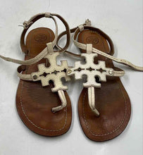 Load image into Gallery viewer, Authentic Tory Burch Womens Phoebe Cream Brown Leather Thong Sandals Size 7.5 M