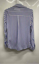 Load image into Gallery viewer, Express Womens Blue Striped Long Sleeve Slim Fit Portofino Button-Up Shirt Sz XS