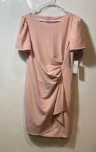 Load image into Gallery viewer, DKNY Womens Pale Pink Puff Sleeve Back Zip Ruched Sheath Dress Size 14 With Tag