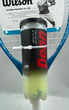 Load image into Gallery viewer, Wilson Ultra Power XL 112 White Blue Tennis Racket And Tennis Balls Player Set