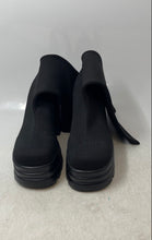 Load image into Gallery viewer, Womens Black Knitted Round Toe Pull-On Block Knee-High Booties Size 37