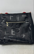 Load image into Gallery viewer, Monifen Womens Black Red Letter Embossed Inner Pockets Double Handle Tote Bag