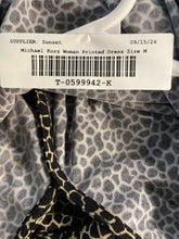 Load image into Gallery viewer, Michael Kors Womens Black Printed Short Sleeve Mini Wrap Dress Size Medium