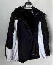 Load image into Gallery viewer, Free Country Womens Black And White Hooded Full-Zip Windbreaker Jacket Size 2X