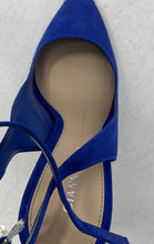 Load image into Gallery viewer, Gianni Bini Womens Blue Buckle Pointed Toe High Slingback Heels Size 8 M
