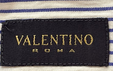 Load image into Gallery viewer, Authentic Valentino Roma Mens White Blue Striped Long Sleeve Dress Shirt Sz 17.5