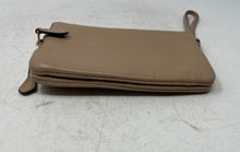 Load image into Gallery viewer, Coach Womens Beige Pebbled Leather Corner Zip Mini Wristlet Wallet