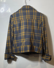 Load image into Gallery viewer, Hurley Womens Yellow Blue Plaid Print Long Sleeve Double-Breasted Peacoat Size S