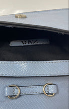 Load image into Gallery viewer, Zara Womens Blue Snakeskin Faux Leather Buckle Detail Flap Crossbody Handbag