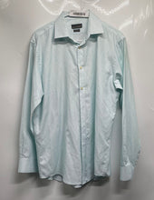 Load image into Gallery viewer, Black Label By Ruffini Mens Blue White Polka Dot Long Sleeve Dress Shirt Size M
