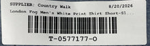 Load image into Gallery viewer, London Fog Mens White Print Short Sleeve Collared Button-Up Shirt Size M