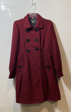 Load image into Gallery viewer, Forever Twenty One Womens Red Black Houndstooth Long Sleeve Pea Coat Size Large