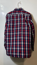 Load image into Gallery viewer, Tommy Hilfiger Mens Red Blue Plaid Long Sleeve Collared Dress Shirt Size Large