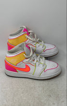 Load image into Gallery viewer, Nike Boys Air Jordan 1 Mid SE CV4611-100 White Pink Yellow Sneaker Shoes Size 7Y