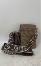 Load image into Gallery viewer, Guess Womens Latona Brown Monogram Detachable Strap Crossbody Bag With Wallet