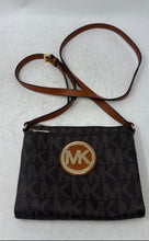 Load image into Gallery viewer, Michael Kors Womens Fulton Brown Monogram Print Leather Crossbody Bag