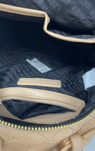 Load image into Gallery viewer, Steve Madden Womens Light Brown Monogram Embossed Faux Leather Mini Backpack