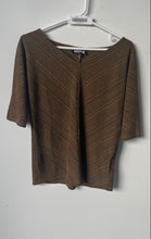 Load image into Gallery viewer, Kasper Womens Brown Diagonal Striped Short Sleeve Blouse Top Size Small