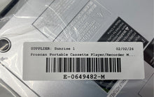 Load image into Gallery viewer, Proscan Model PRC124 Black Silver Portable Recorder Cassette Player Not Tested