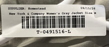 Load image into Gallery viewer, New York & Company Womens Gray Collared Ruffle Button Front Jacket Size Medium