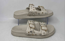 Load image into Gallery viewer, Aldo Womens Beige Open Round Toe Double Buckle Flat Heel Slide Sandals Size 9