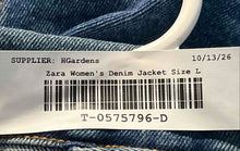 Load image into Gallery viewer, Zara Womens Blue Denim Medium Wash Long Sleeve Button Front Trucker Jacket Sz L