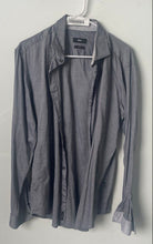 Load image into Gallery viewer, Hugo Boss Mens Gray Long Sleeve Collared Slim Fit Button-Up Shirt Size Large