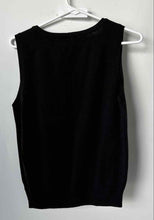 Load image into Gallery viewer, Jeanne Pierre Womens Black Knitted Round Neck Sleeveless Sweater Vest Size M