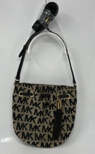 Load image into Gallery viewer, Michael Kors Womens Black Monogram Tassel Adjustable Strap Crossbody Bag