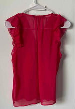 Load image into Gallery viewer, Zara Womens Hot Pink Ruffle Sleeveless V-Neck Pullover Blouse Top Size XS