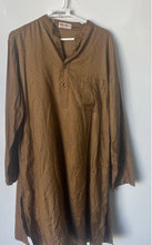 Load image into Gallery viewer, Fabindia Mens Brown Printed Long Sleeve Henley Neck Button-Up Shirt Size 38