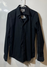 Load image into Gallery viewer, Express 1MX Mens Black Long Sleeve Collared Button Front Dress Shirt Size Medium