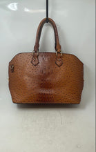Load image into Gallery viewer, Womens Brown Faux Leather Polished Metal Texture Rolled Double Handle Tote Bag