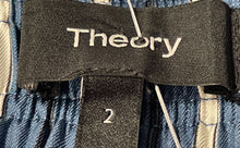 Load image into Gallery viewer, Theory Womens Blue Striped Flat Front Straight Leg Pull-On Cropped Pants Size 2