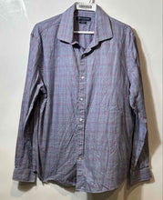 Load image into Gallery viewer, Tommy Hilfiger Mens Blue Plaid Cotton Slim Fit Long Sleeve Dress Shirt Size L