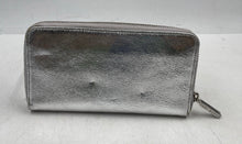 Load image into Gallery viewer, Authentic Tory Burch Womens Silver Tone Leather Zip-Around Wallet Stained