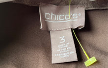 Load image into Gallery viewer, Chico's Womens Brown Paisley Print 3/4 Sleeve Full-Zip Jacket Size 3