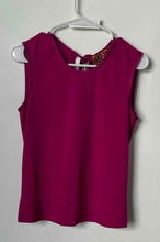 Load image into Gallery viewer, Tory Burch Womens Magenta Pink Sleeveless Crew Neck Back Tie Blouse Top Size XS
