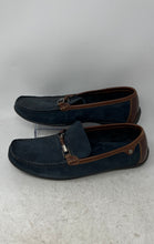 Load image into Gallery viewer, Bosi Mens Blue Brown Leather Slip-On Round Toe Loafer Shoes Size EUR 41