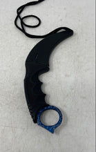 Load image into Gallery viewer, WarTech Blue Spider Web Blade Finish Stainless Steel Karambit Neck Knife