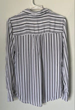 Load image into Gallery viewer, Worthington Womens White Black Striped Long Sleeve Collared Button-Up Shirt Sz S