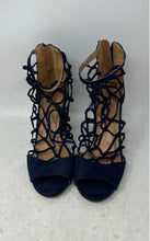 Load image into Gallery viewer, New York & Company Womens Blue Brown Back Zip Block Strappy Heels Size 9