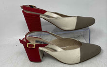 Load image into Gallery viewer, Bon Bonite Womens Red Beige Brown Colorblock Leather Slingback Heels Size 7.5